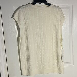 Calvin Klein Cream Cable Knit Sweater Vest Sleeveless Crew Neck S51TK09A XL